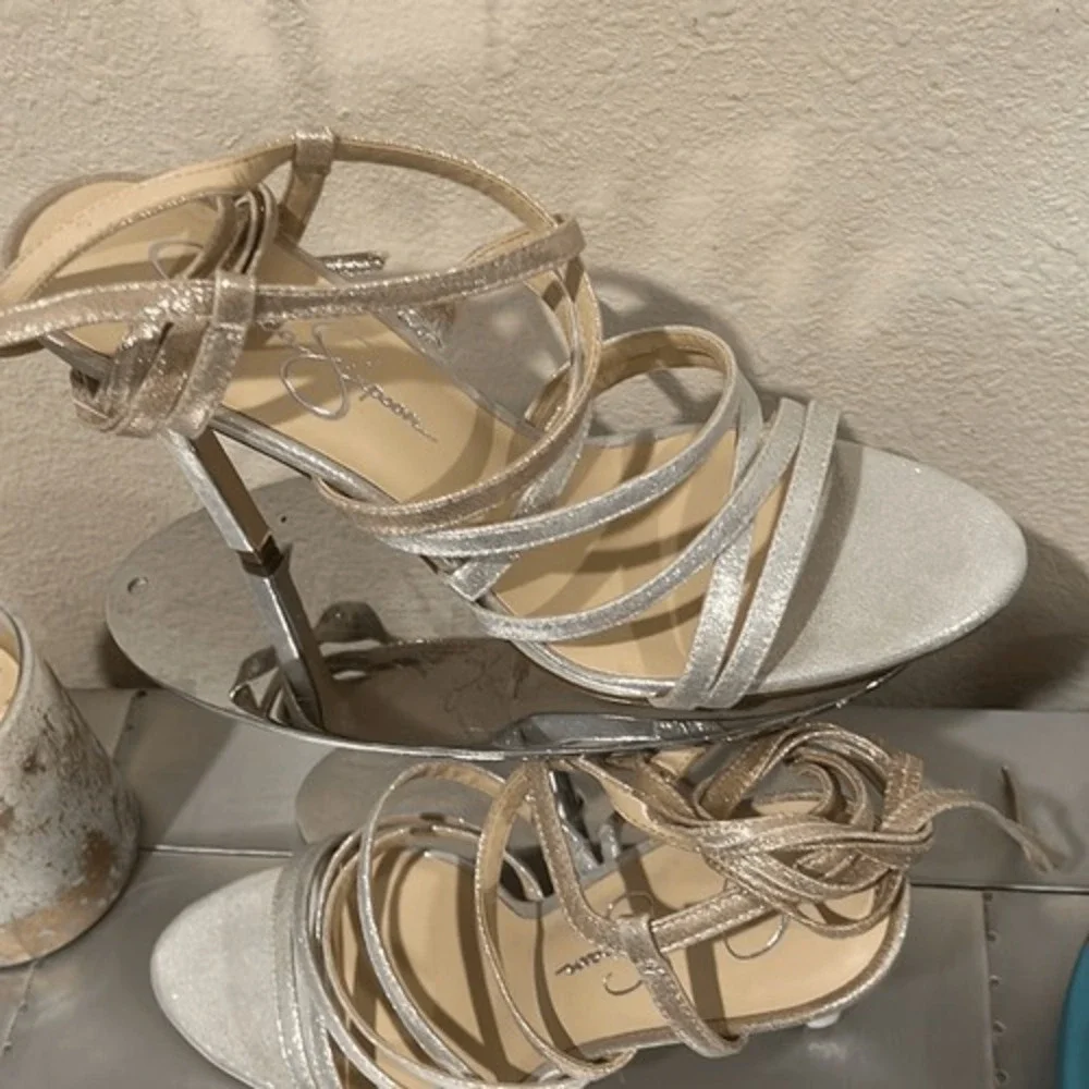 JESSICA SIMPSON SANDAL stiletto gold & silver NEW shoes Womens size 9‎